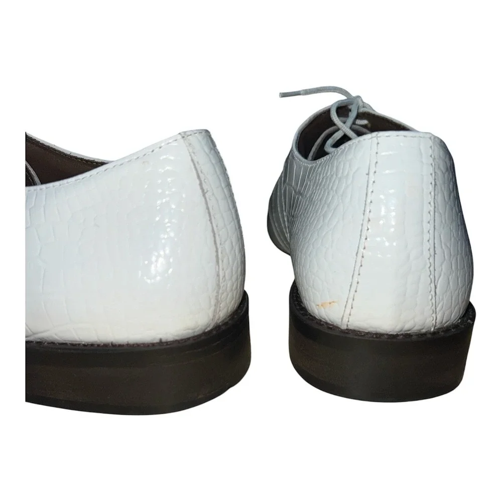 Stacy Adams Oxford Mens 10.5 White Crocodile Embossed Formal Dress Shoes